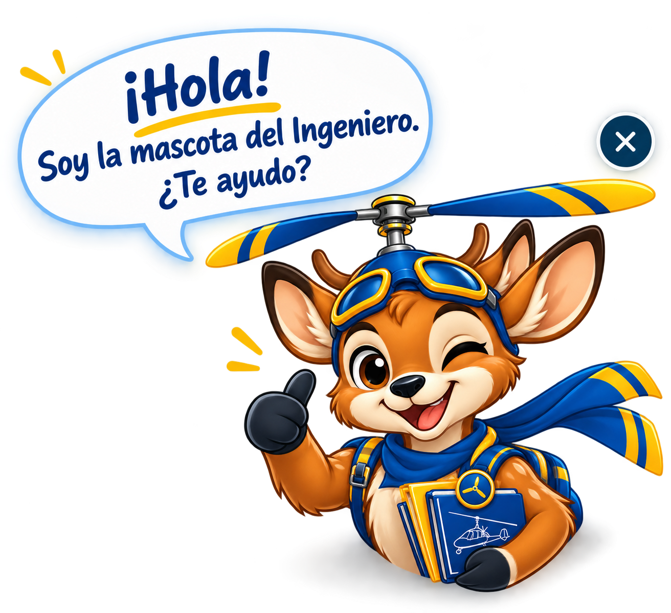 ¡Hola! Soy la mascota del Ingeniero. ¿Te ayudo? Mascota del IES Ingeniero de la Cierva.